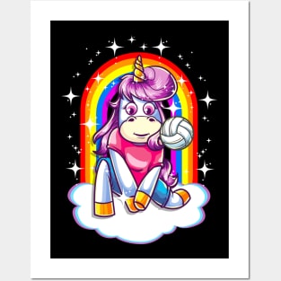 Volleyball Unicorn Sports Cute Team Player Coach Mom Posters and Art